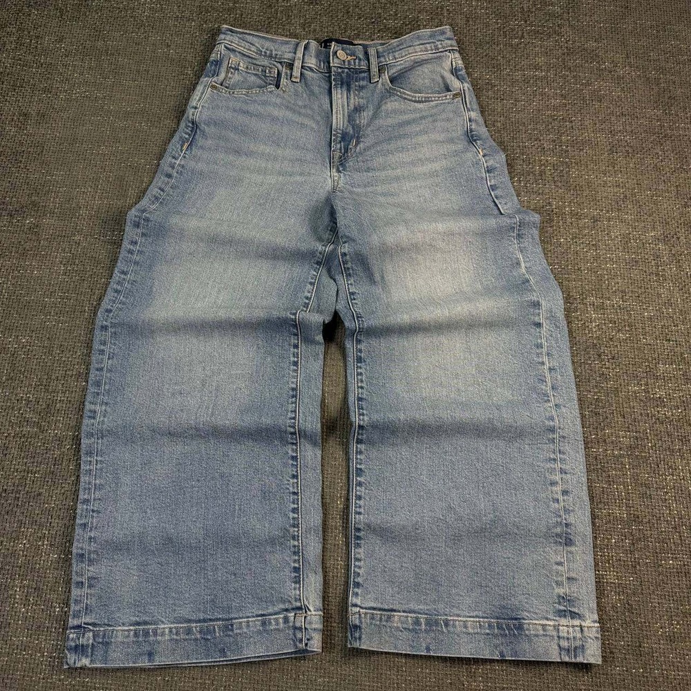 Gap High Rise Wide Leg Crop Jeans Womens 6/28R Light Wash Denim